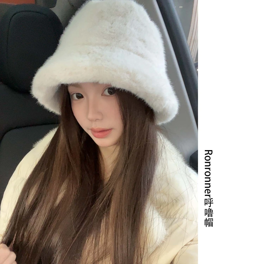 RONRONNER呼噜帽 秋冬可爱毛绒绒保暖护耳显脸小加绒百搭渔夫帽女