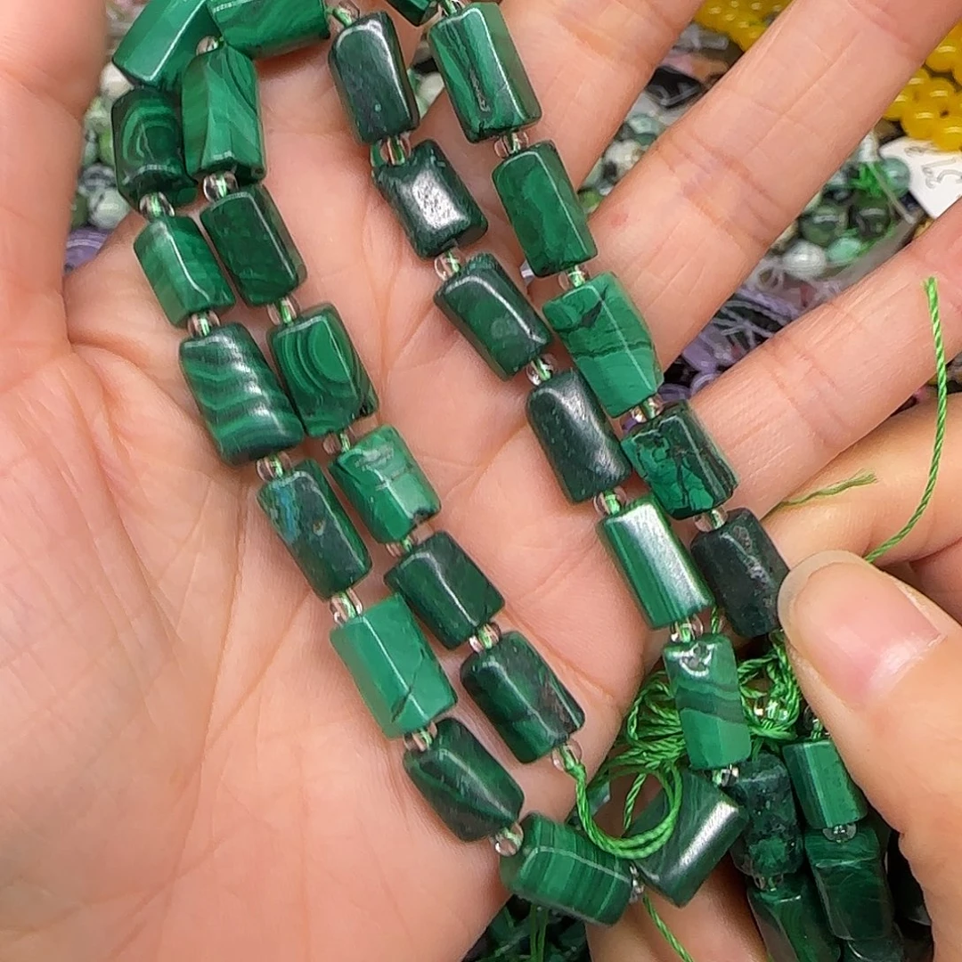 玛瑙/玉髓合金珠宝半成品孔雀石7mm一条