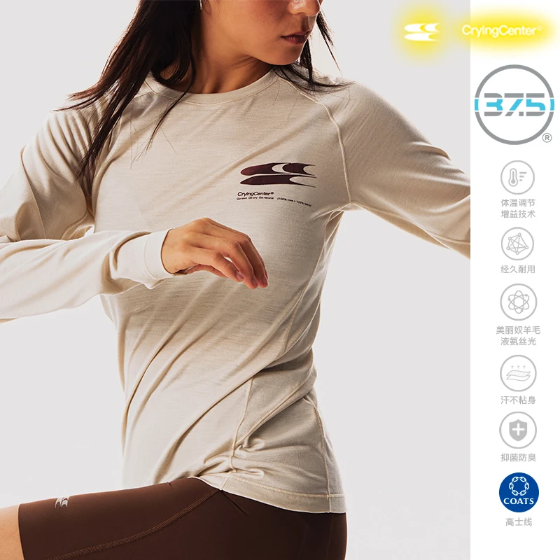 Crying center/哭喊中心37.5™技术羊毛透气保暖长袖户外跑步抑菌