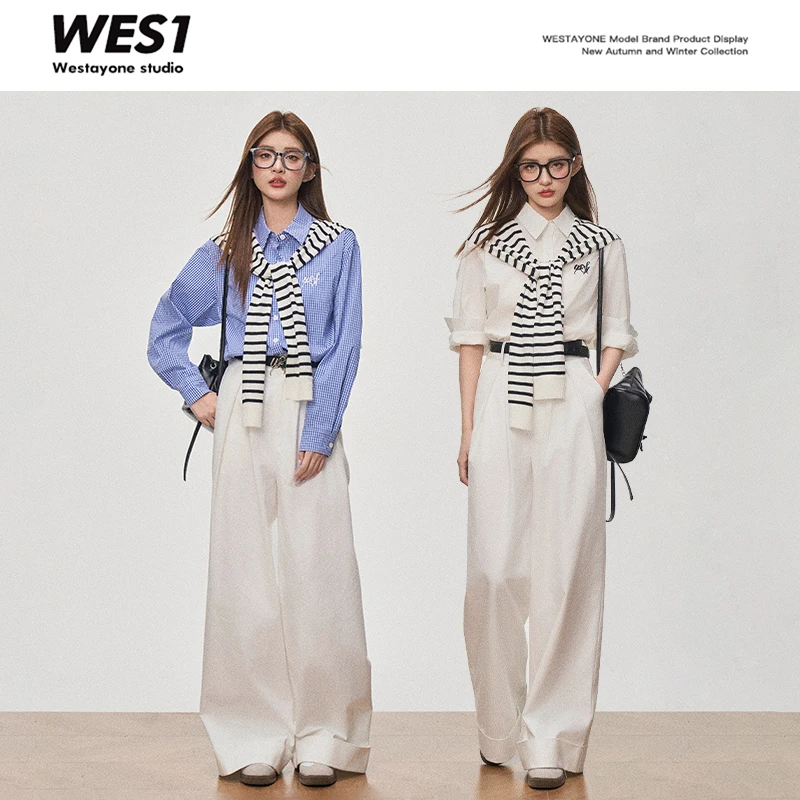 WESTAYONE秋季新款衬衫女设计感韩系通勤百搭衬衣