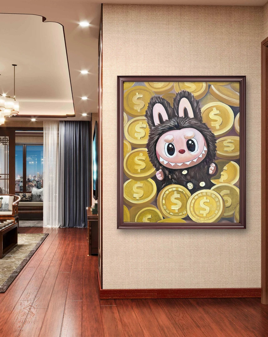 【四方来财】可爱写实纯手绘油画挂画装饰画尺寸：50cm*60cm