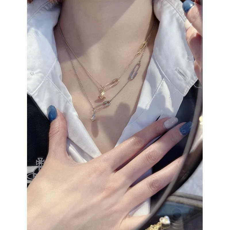 铜合金项链 【新款回形针项链】新款星球极简风百搭款土星orb项链