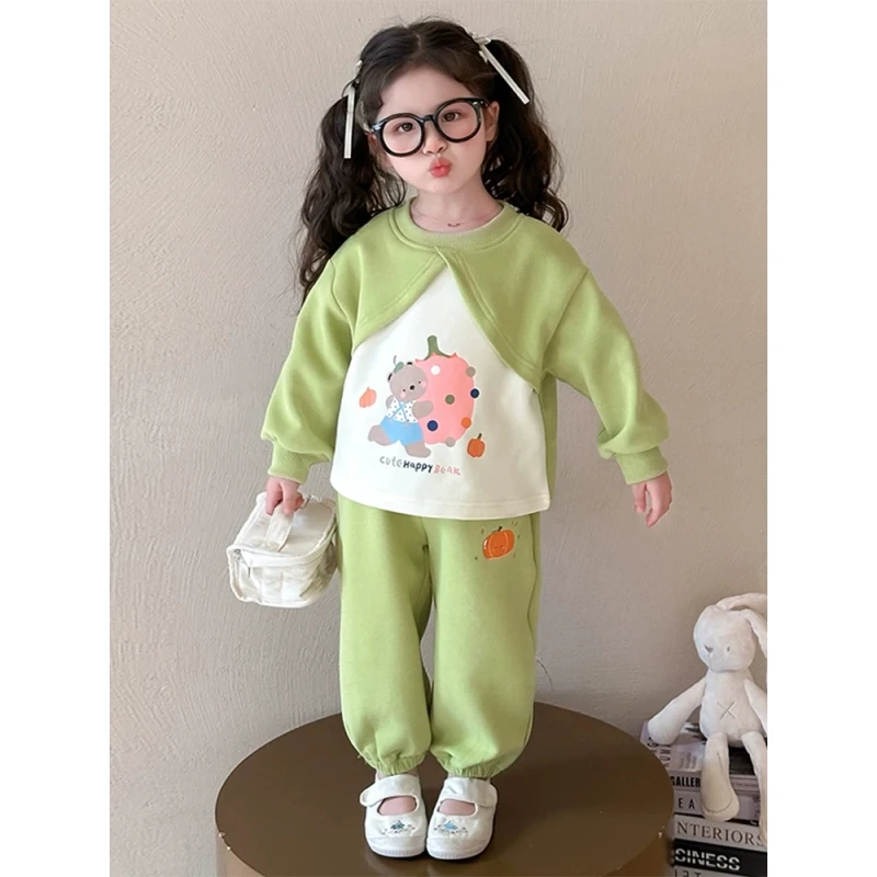 女童洋气宽松休闲春秋季套装女宝宝2025新款卫衣两件套时髦运动潮