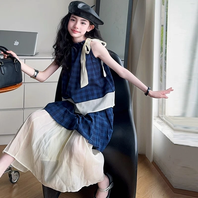 女童夏装裙套装2025新款自然风韩版洋气公主裙休闲时尚中大童套裙