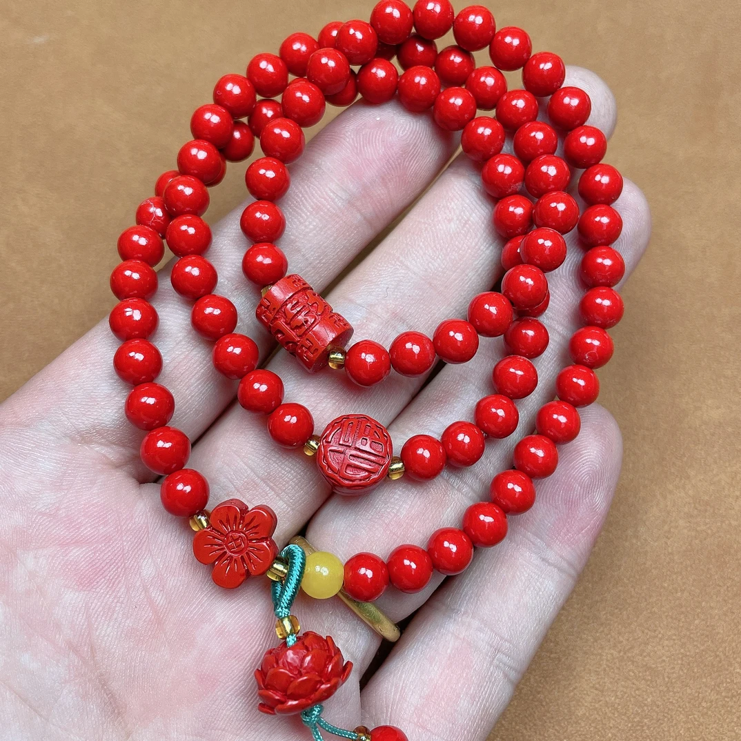 含辰砂工艺品多圈016-红砂6mm三圈叠带-
