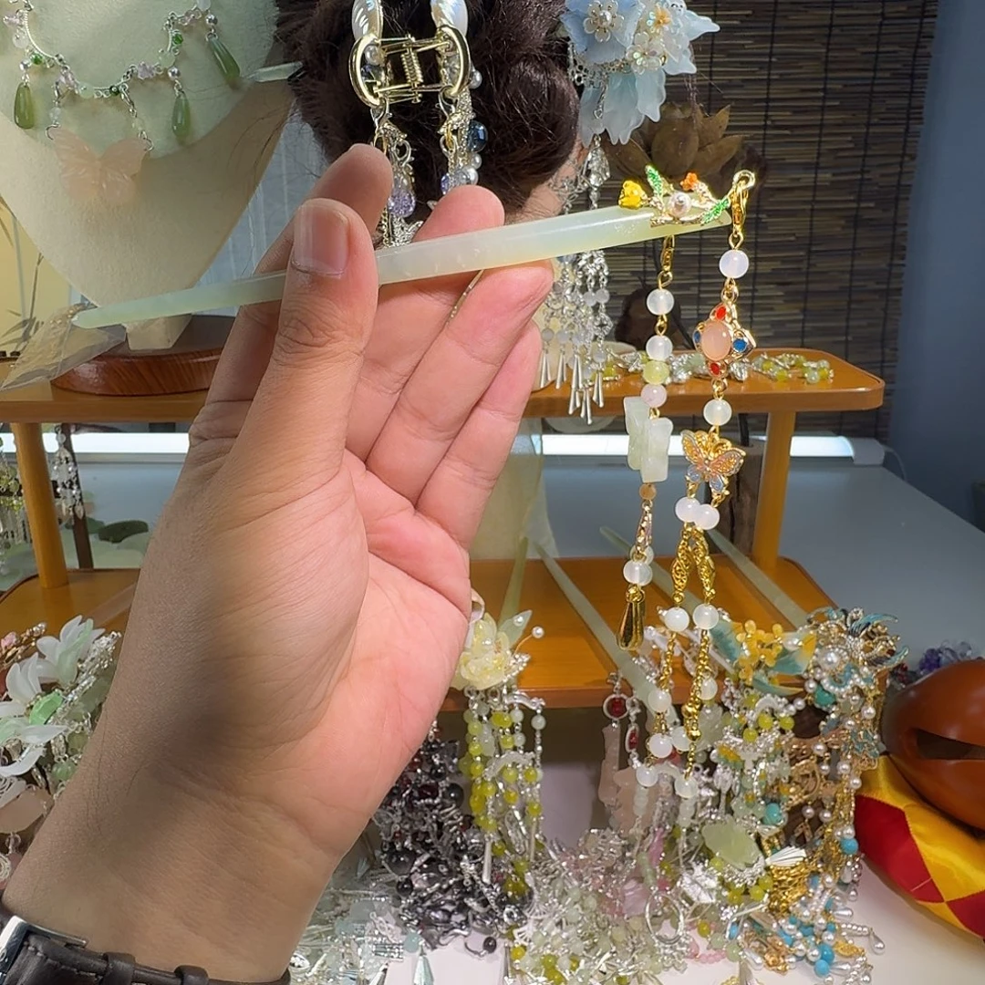 蛇纹石玉合金发饰