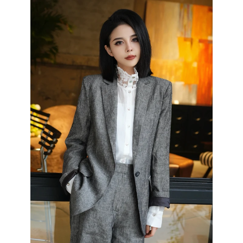 POPULARYW【续集】Z·R上品屋  老钱风时尚春游设计感灰色西装套装