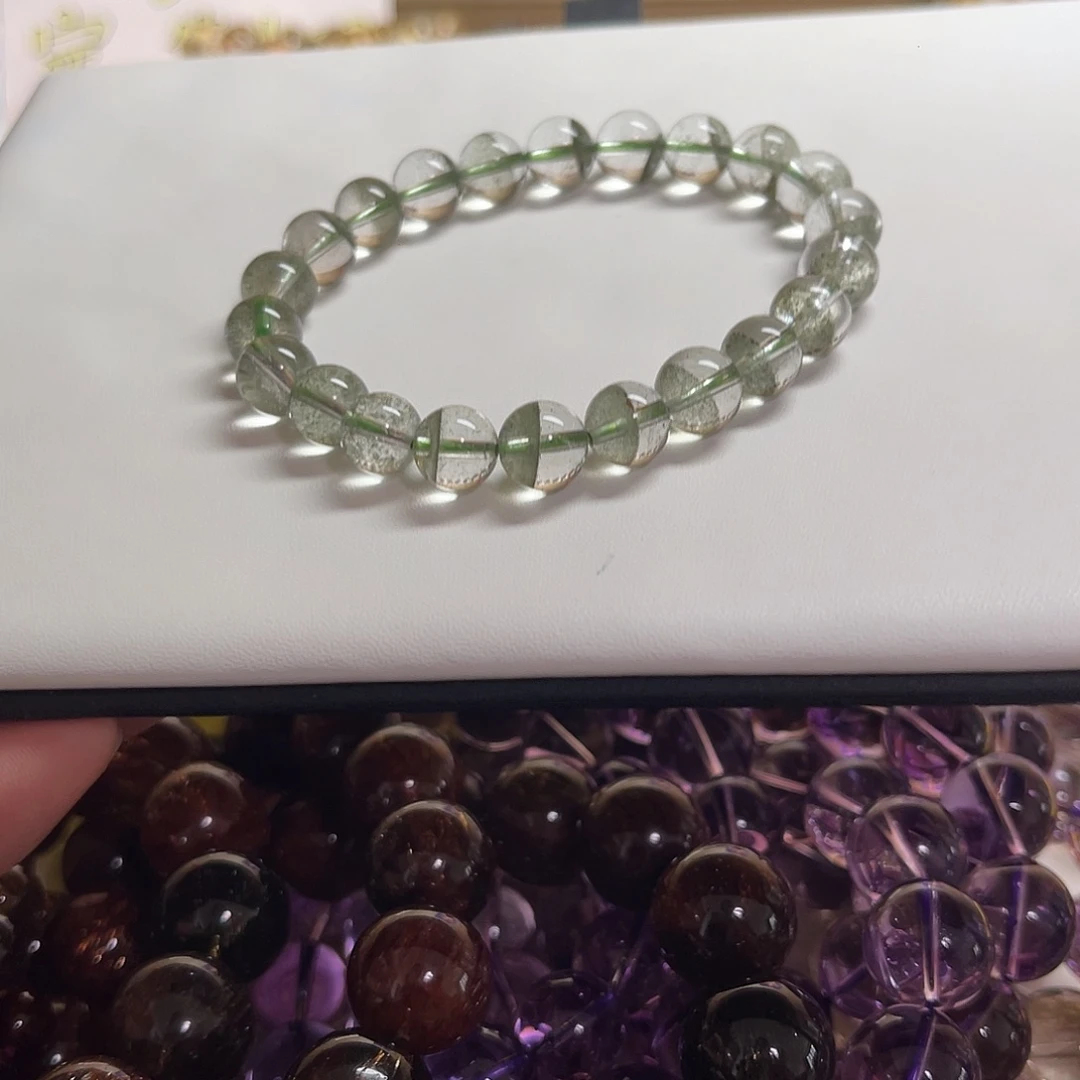 水晶手串未镶嵌天然巴西绿幽灵8mm+