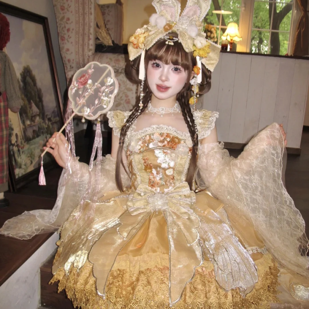 【余丸丸祈月Lolita&实体店现货】细闪蝴蝶洛丽塔蝴蝶结中国风