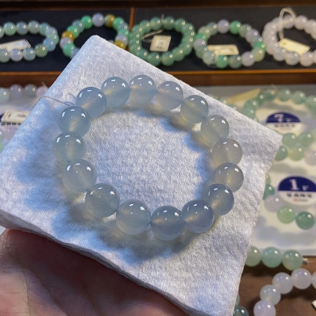 定制翡翠未镶嵌翡翠手串卡12+