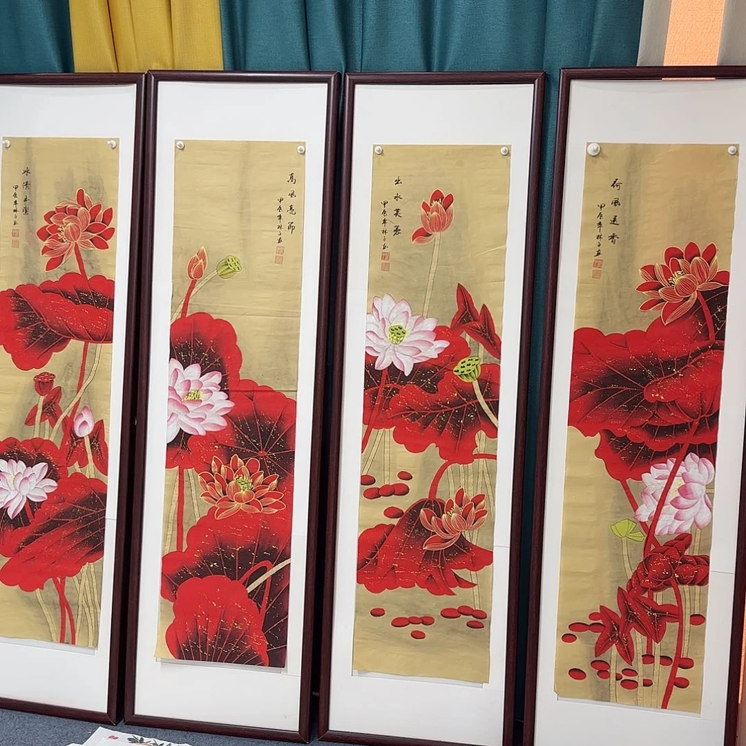 国画尺寸35X140手绘作品