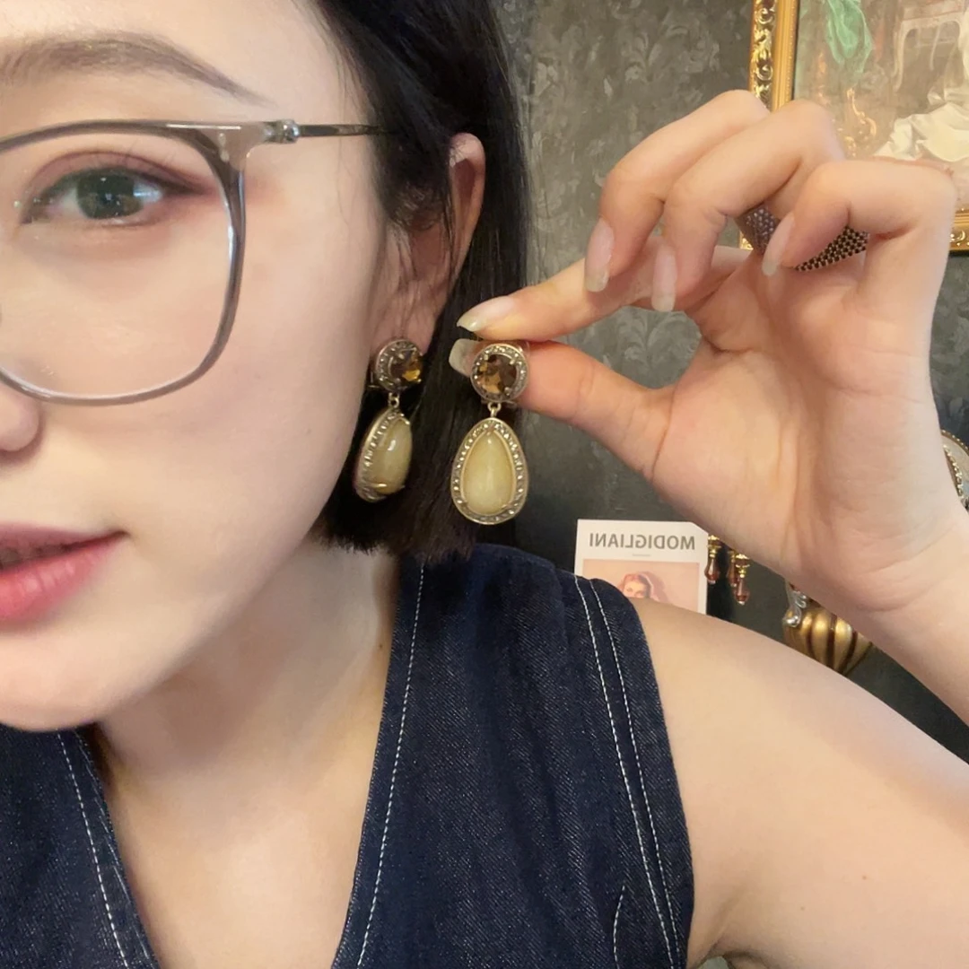 琉璃黄铜925银耳钉