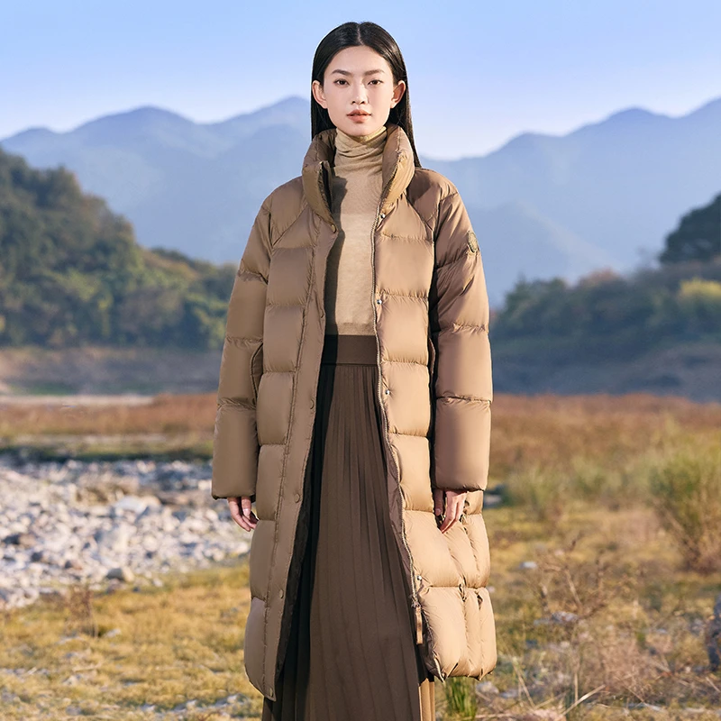 【90鸭绒】运动舒适户外百搭蓬松宽松立领中长款冬季女士B30145918E