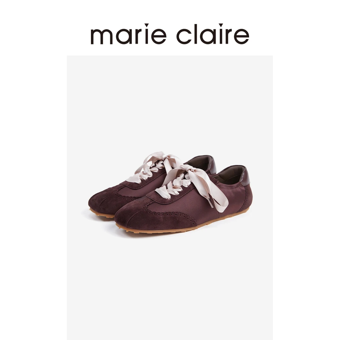 MC女鞋德训鞋时尚拼接女鞋熔岩生巧棕秋季休闲鞋marieclaire女鞋