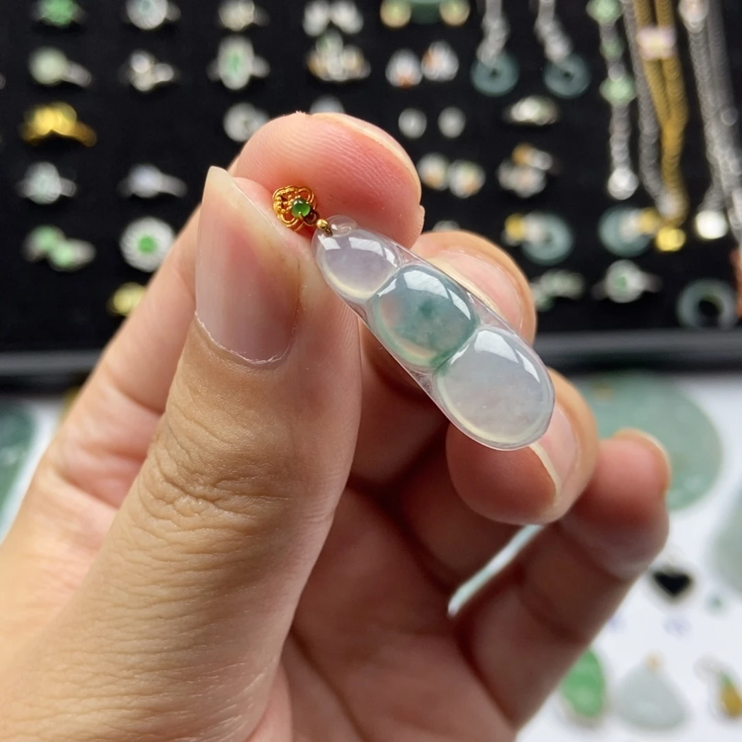 翡翠18K金镶嵌吊坠(不含链)000000010