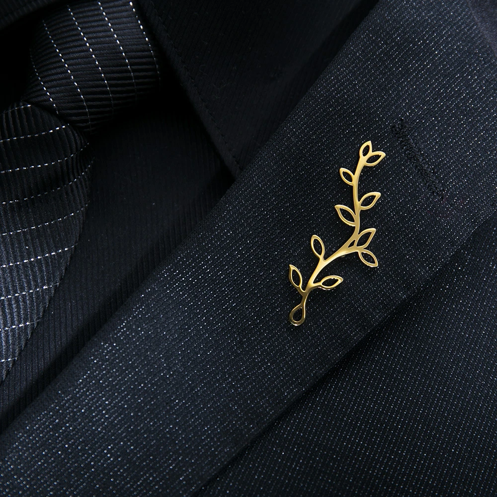 树枝胸针时尚个性男士植物徽章胸花领针婚礼西服翻领针简约配饰