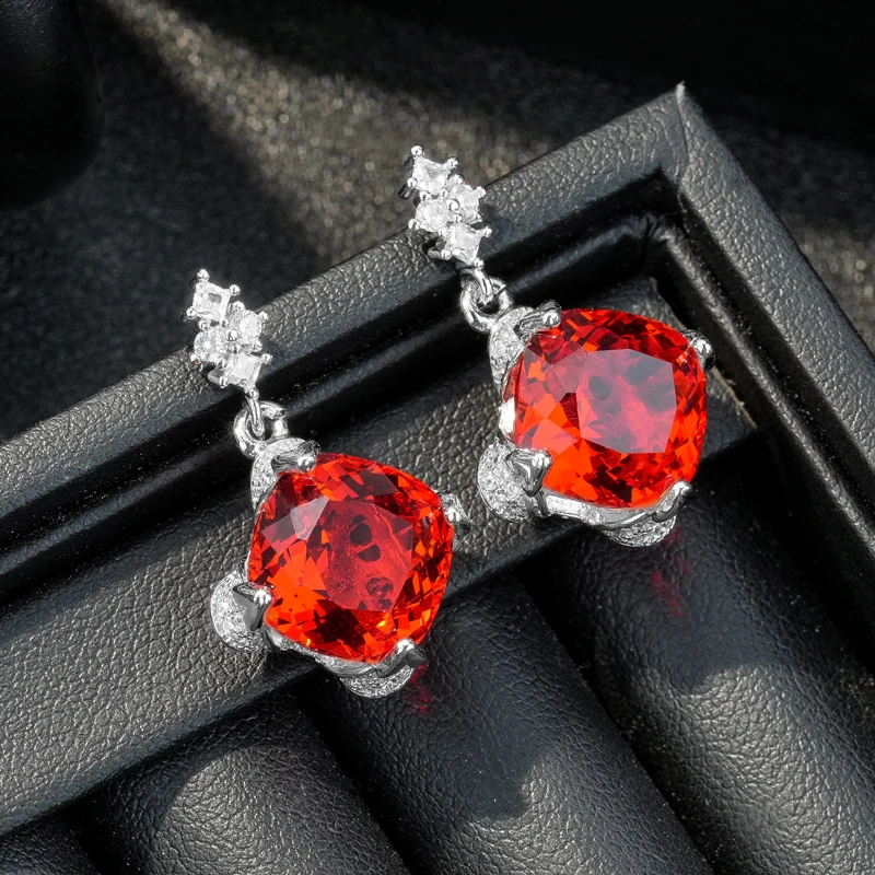 铜合金合成锆石耳饰 铜合金 合成立方氧化锆 芬达色耳饰7144-1