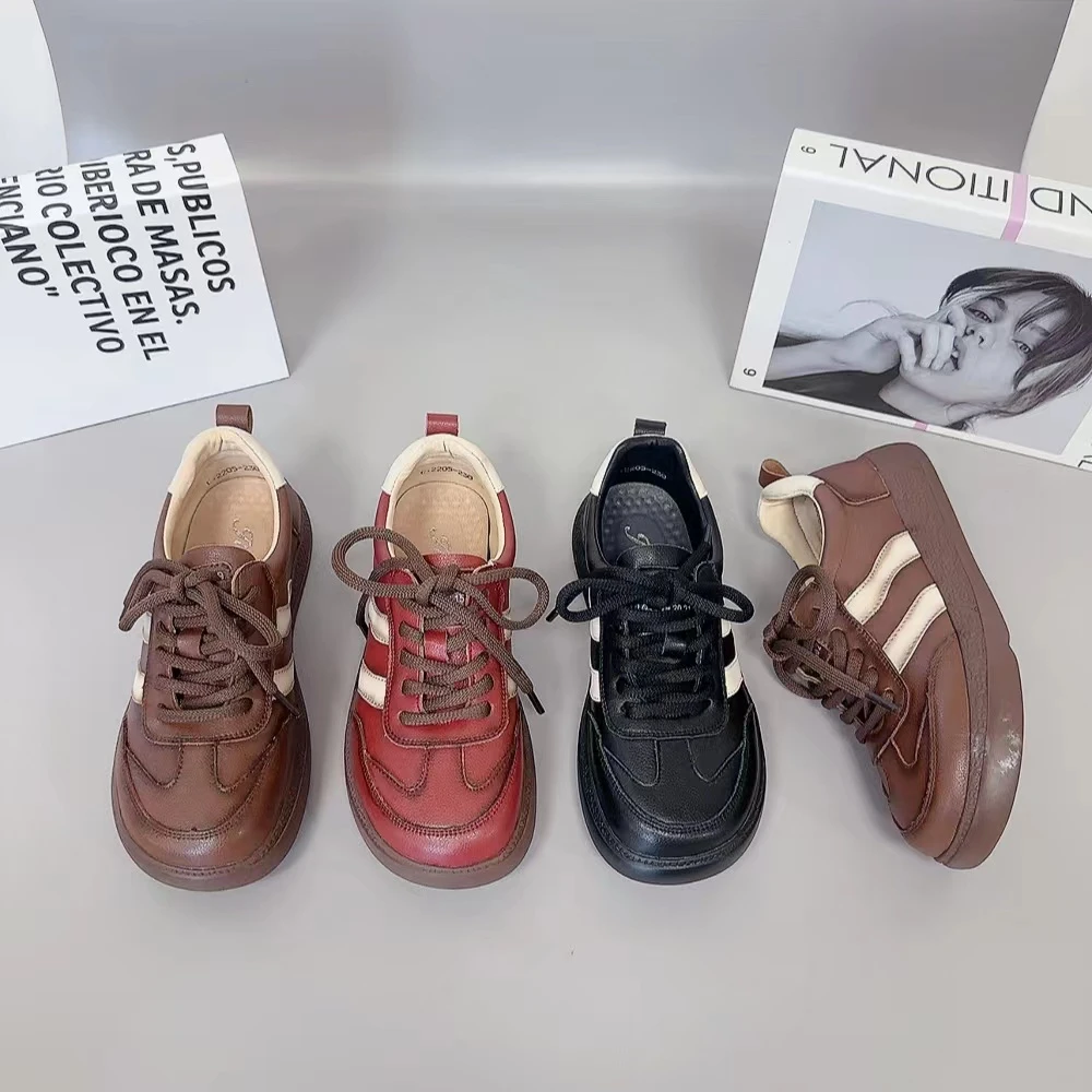 2205新款系带圆头舒适百搭复古休闲鞋