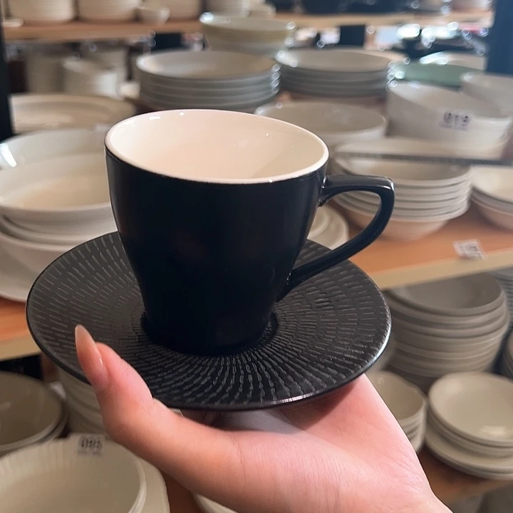 新骨瓷096微瑕乌木咖啡杯碟套装