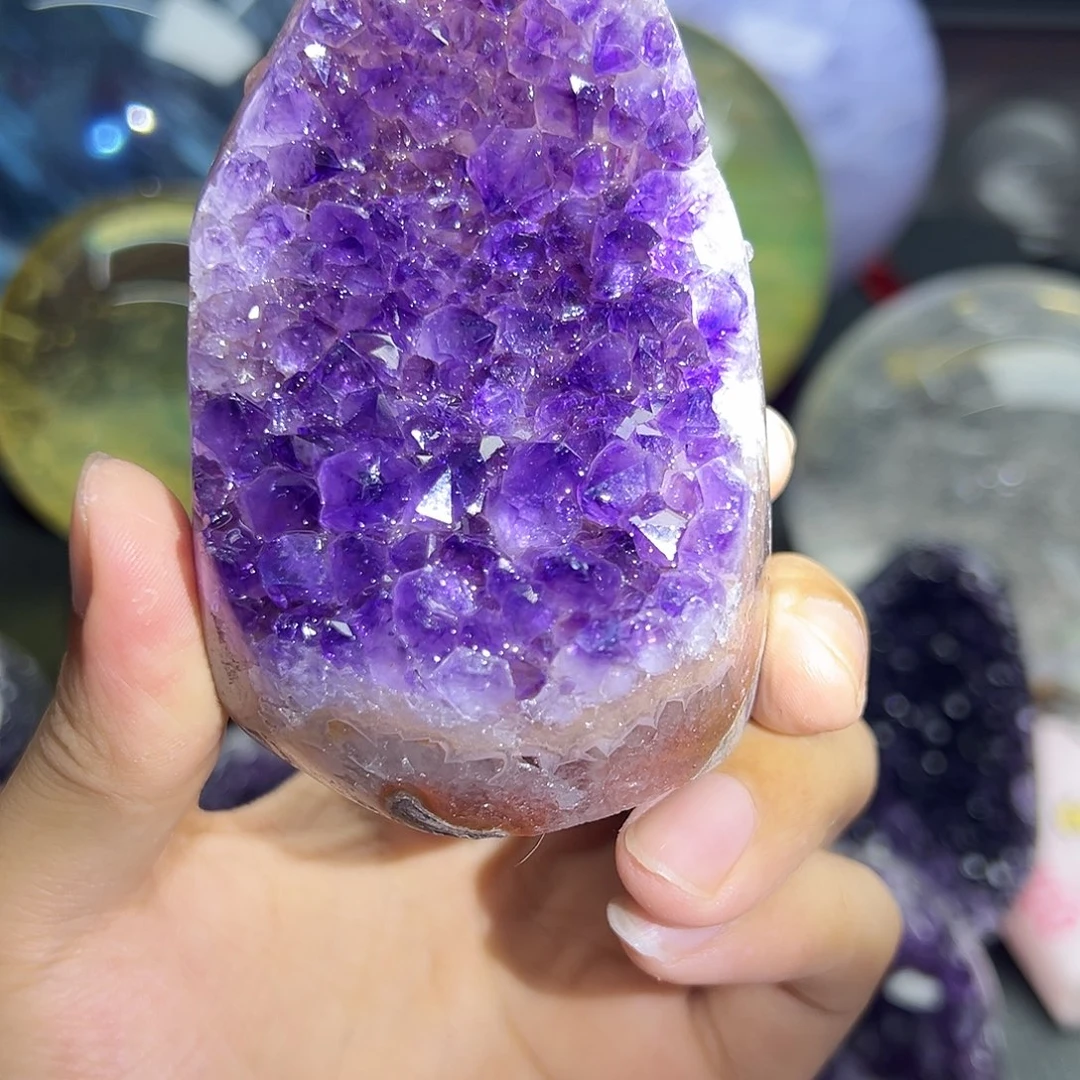 石材紫水晶紫罗兰色摆件
