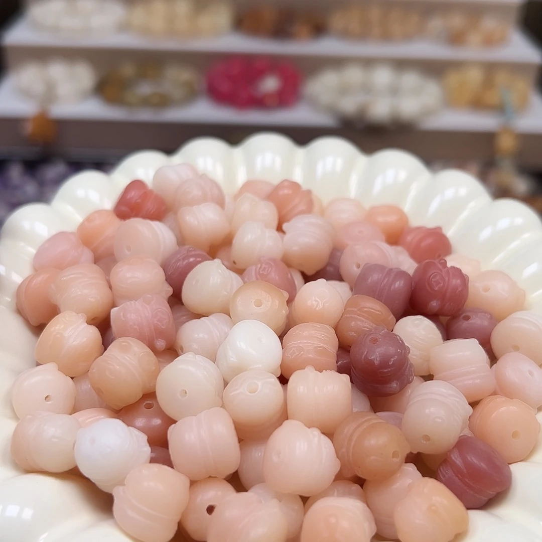 手串菩提根/象牙果卡12粉色招财猫30颗