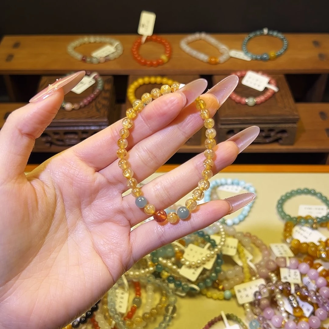 水晶手链银S925镶嵌金发03