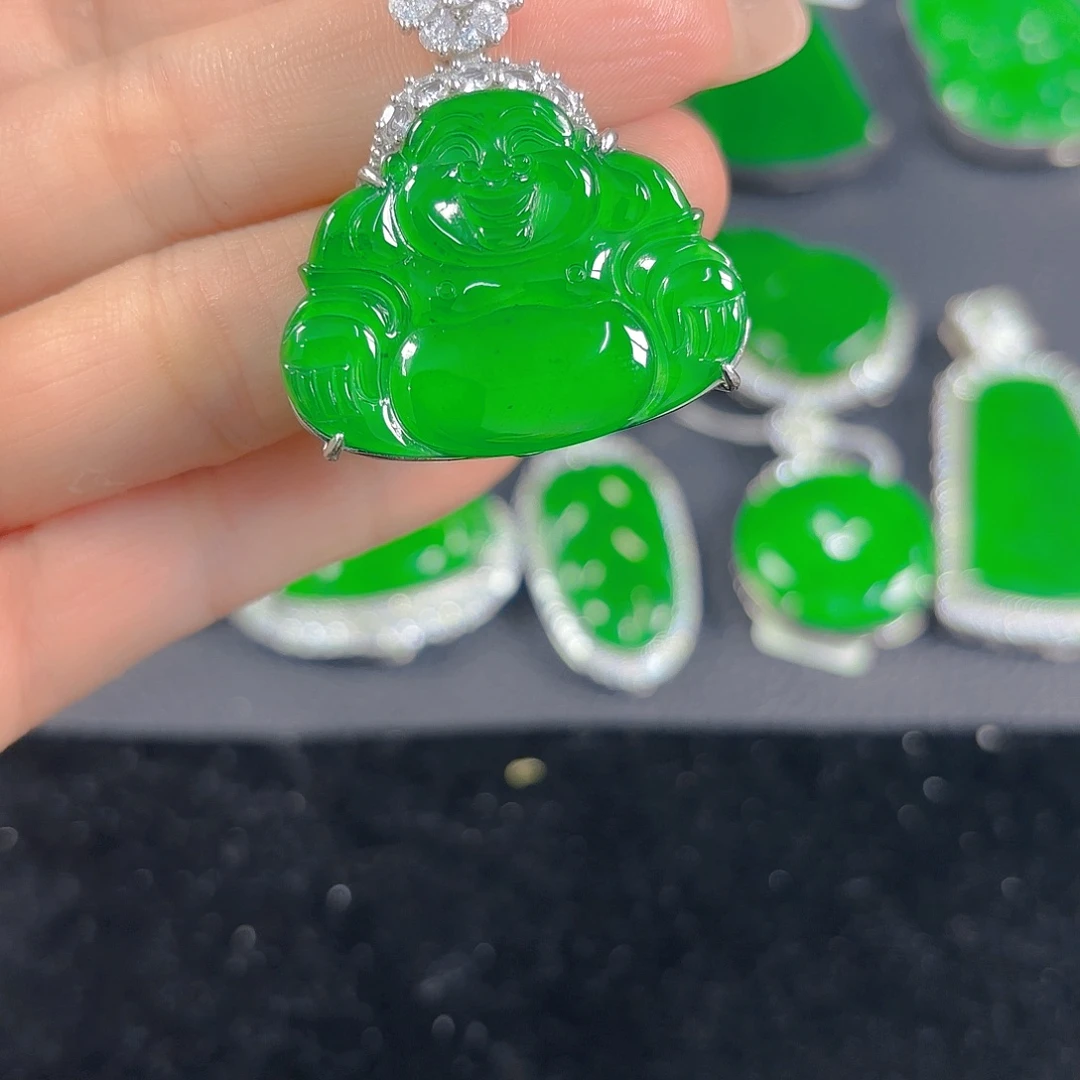 翡翠银S925镶嵌吊坠(不含链)