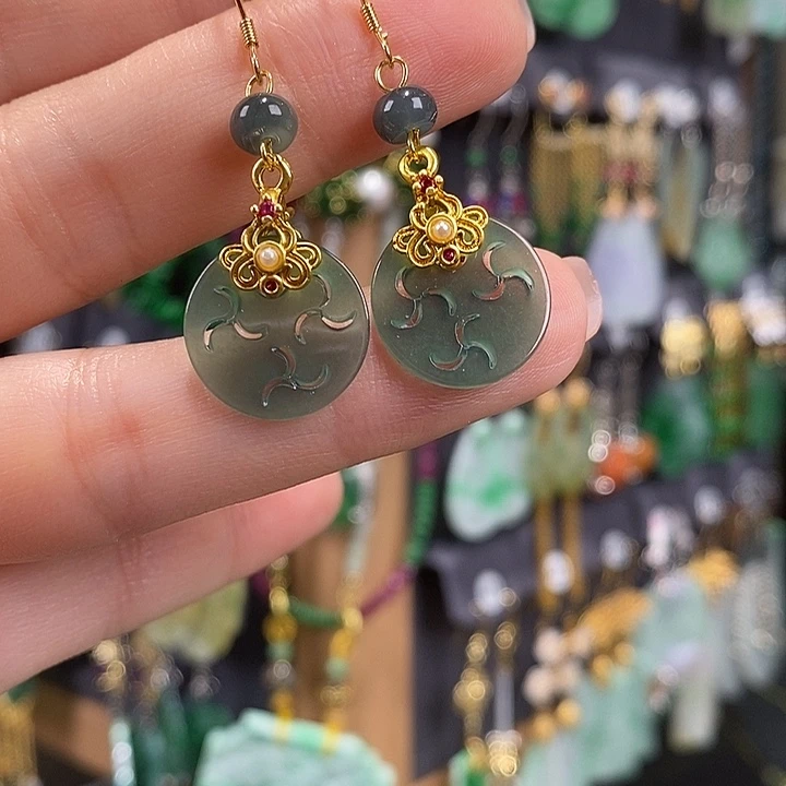 翡翠未镶嵌耳饰翡翠