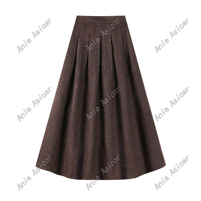 【甜甜南油】MJ365秋冬季新款时尚百搭气质显瘦小众半身裙A字大摆裙