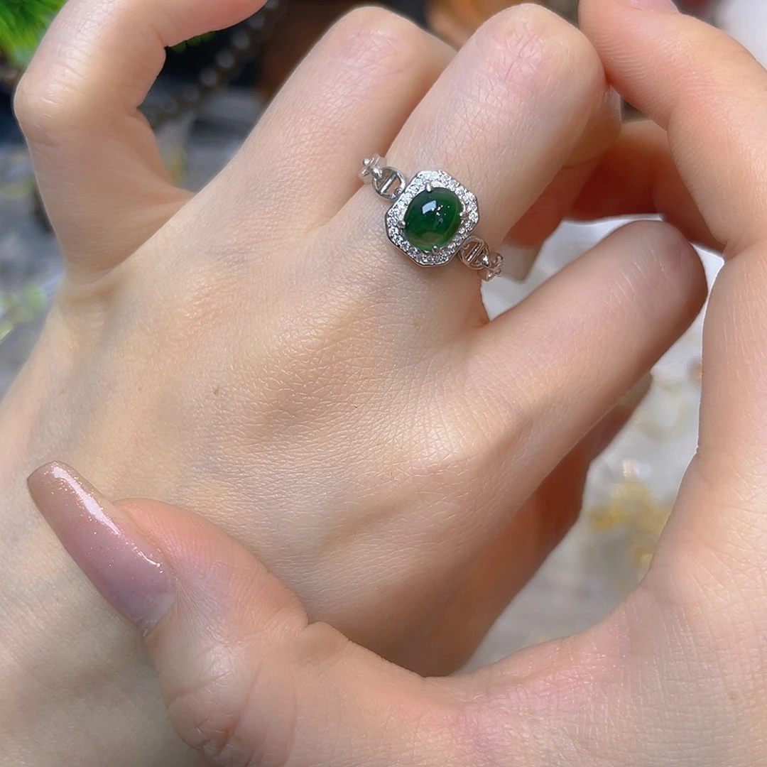 翡翠银S925镶嵌戒指