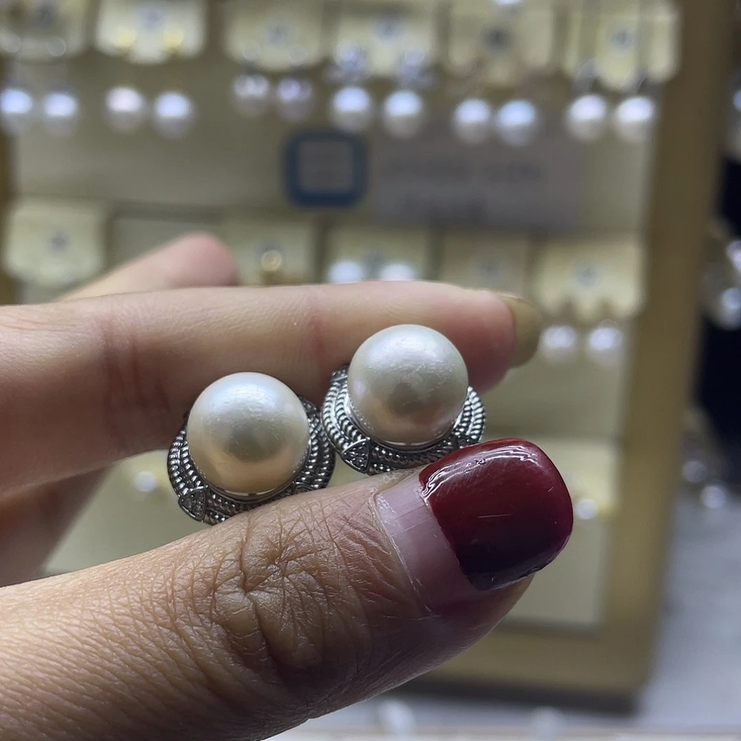 耳饰淡水珍珠银S925镶嵌