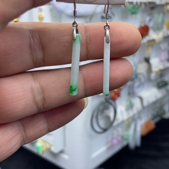 翡翠银S925镶嵌耳饰翡翠耳饰