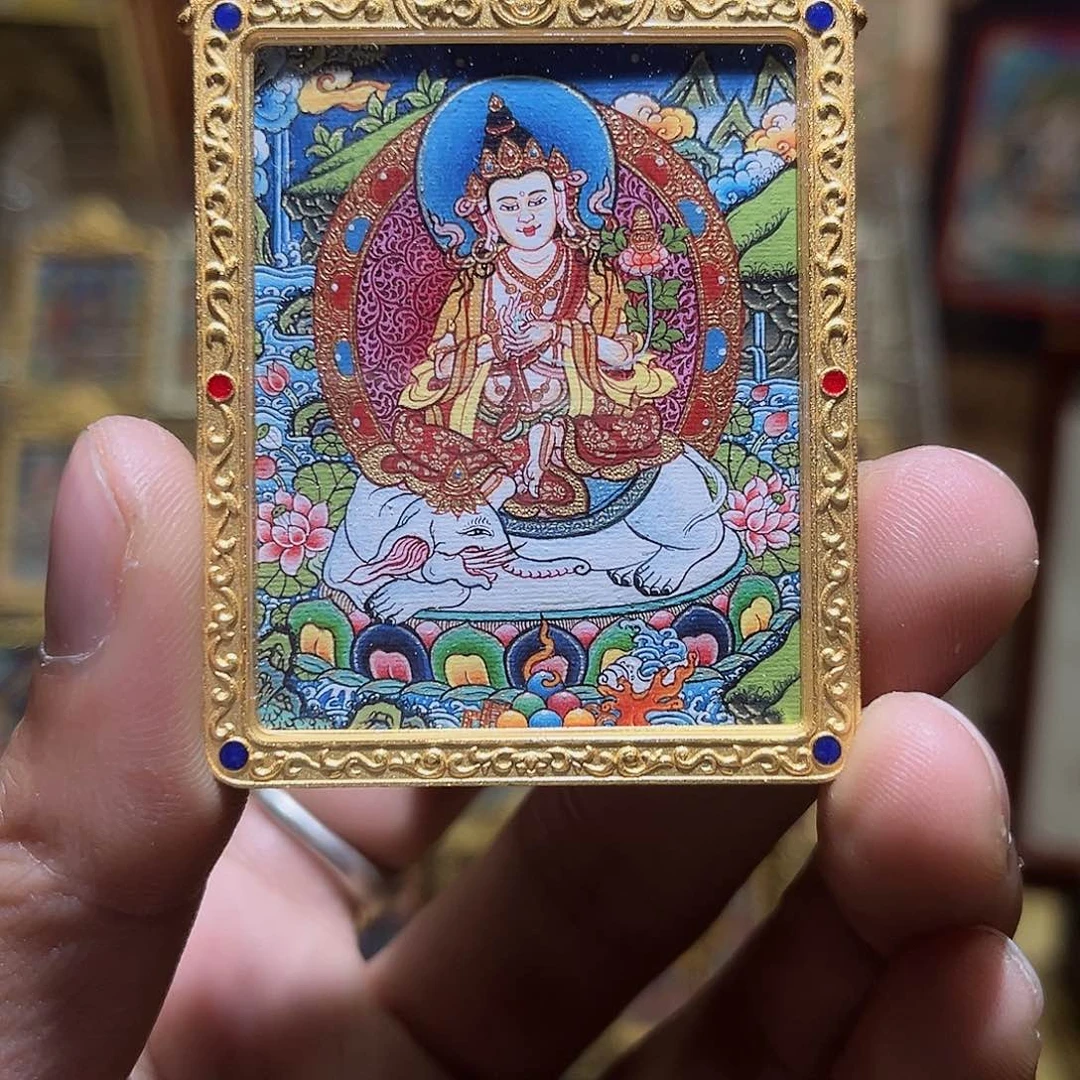 吊坠青海热贡纯手绘普贤