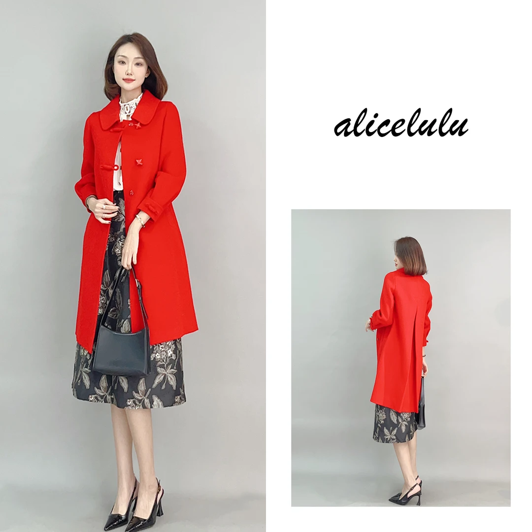 3 ALICE 如意结毛呢大衣 软糯羊毛 气质翻领 S2141911Kr