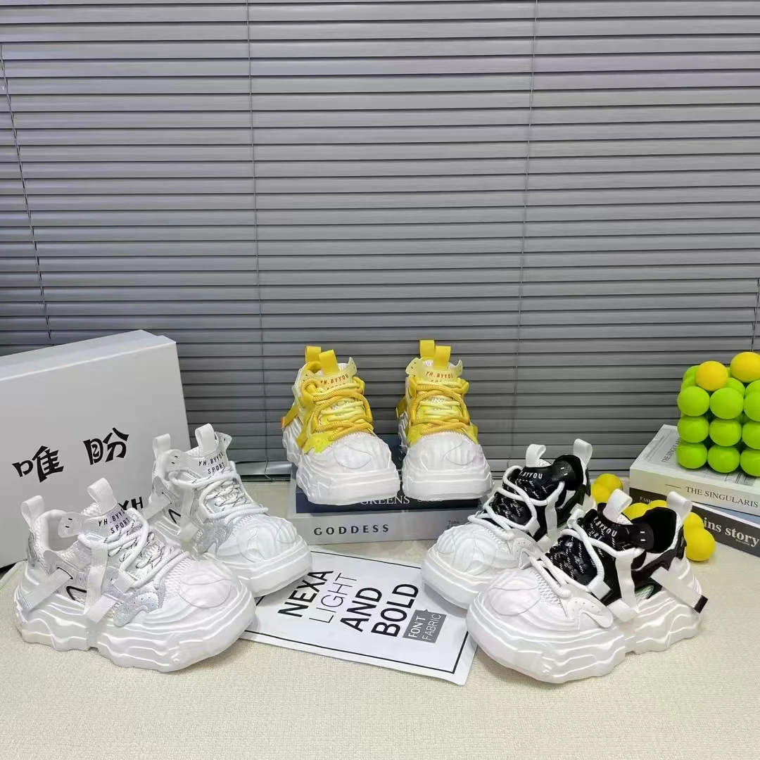 2025春夏新款老爹鞋单鞋韩版时尚休闲纯皮厚底增高透气薄款运动鞋