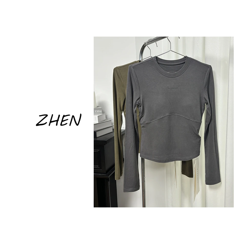 【ZHEN】K1003 2025新款修身显瘦气质小众设计师款长袖T恤打底