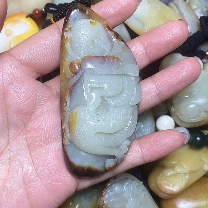 和田玉未镶嵌挂件老*