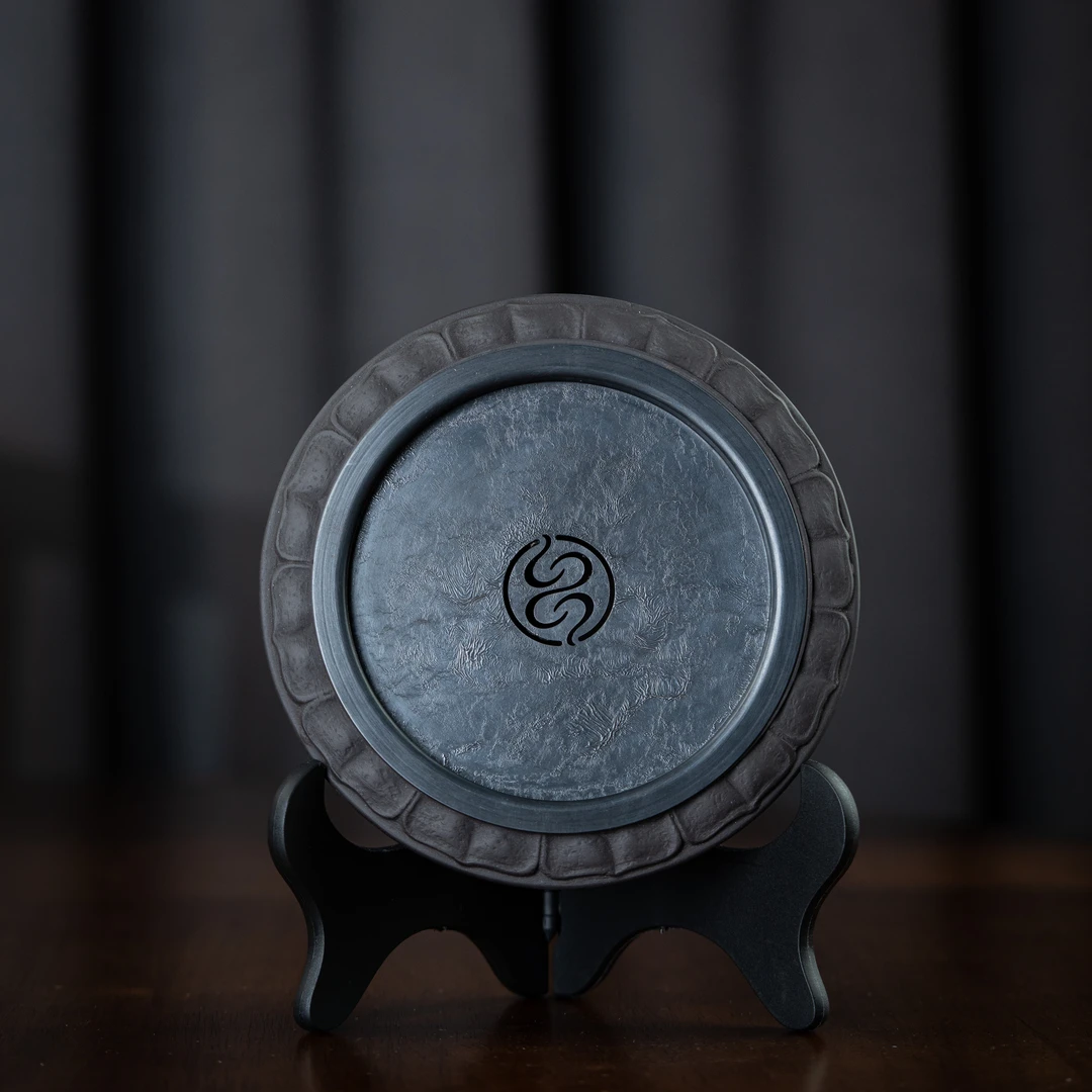 【砂界文创】莲瓣壶承干泡盘 黑料 直径16cm 600cc 紫砂家用茶周边