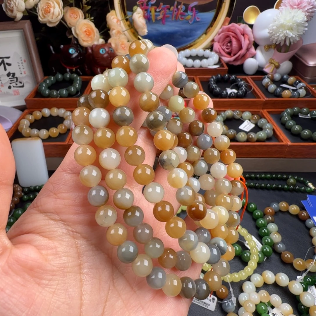 和田玉手链未镶嵌楼兰卡8 108