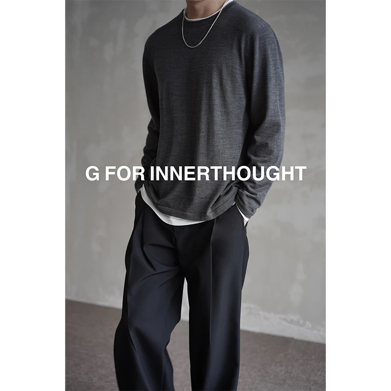 G FOR INNERTHOUGHT|超细羊毛针织拼色两件套一体高级百搭长袖衫