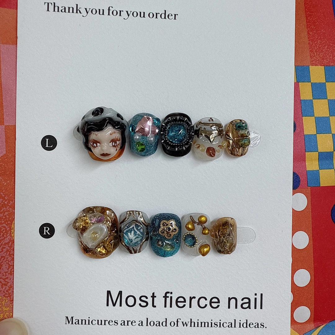 奢靡~最猛指甲盖儿复古娃娃头手工穿戴甲