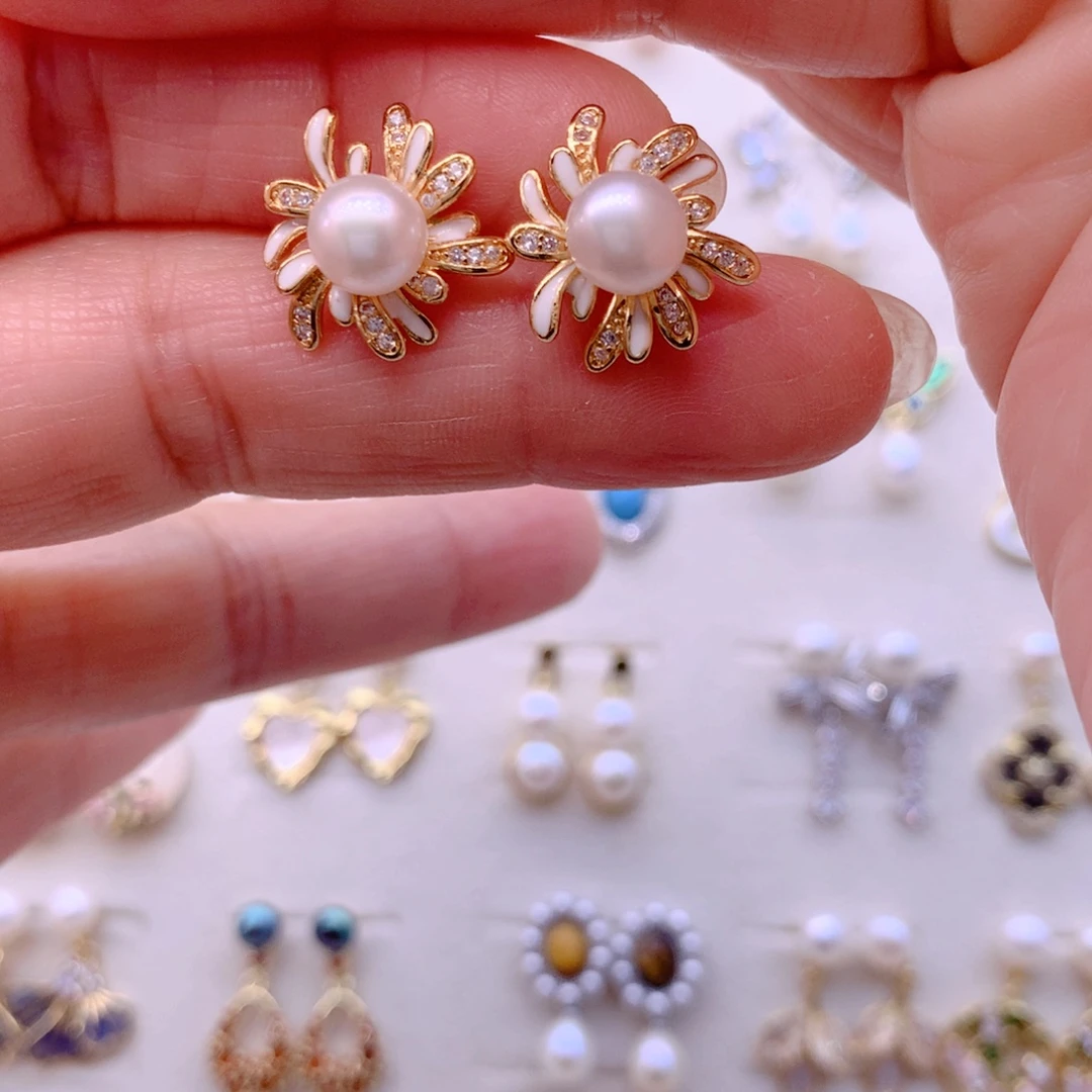 耳饰合金淡水珍珠