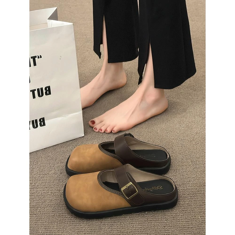 勃肯鞋拖鞋女春夏季外穿2025新款半托女鞋厚底包头半拖鞋法式凉拖