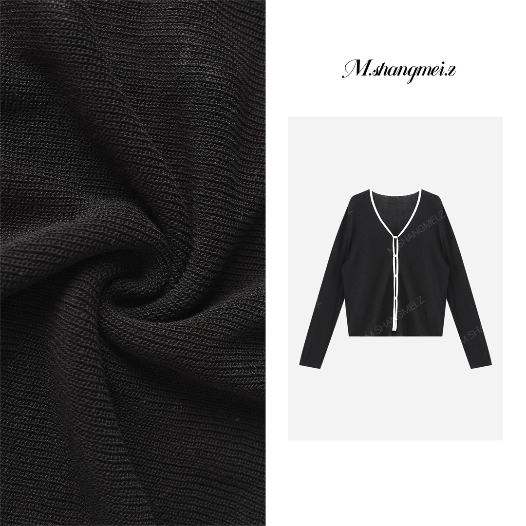 M.SHANGMEI.Z/沐熙【韵味素简】美大哥高级亚麻白边针织上衣X072759