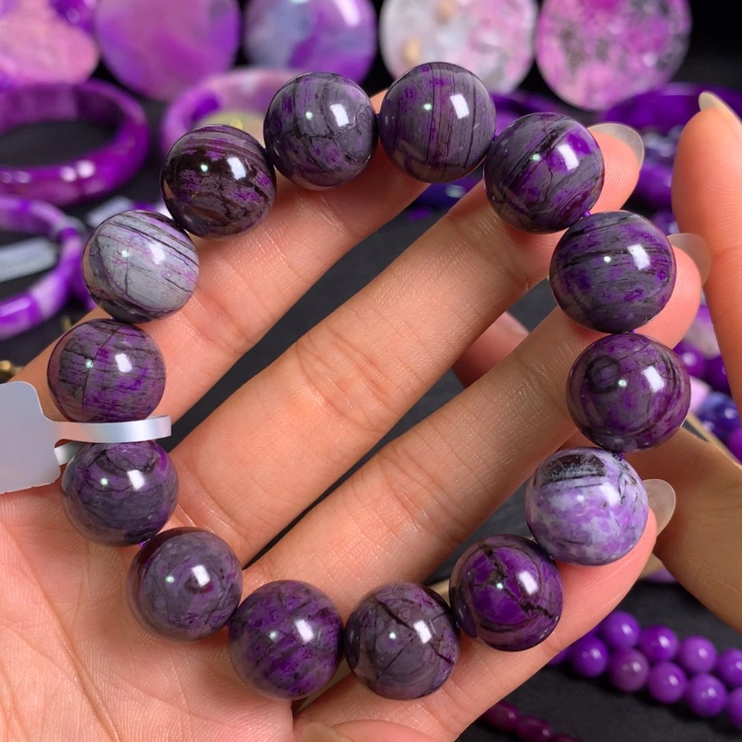 苏纪石（舒俱来）未镶嵌泥地紫樱花手串