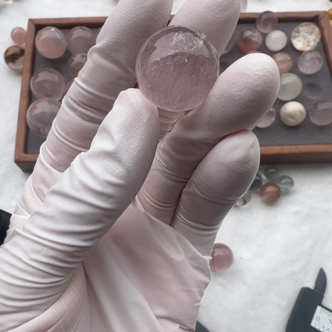 水晶粉兔毛18.4mm定制不退换未镶嵌哆****梦