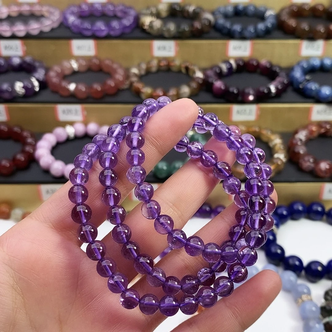 未镶嵌手链水晶紫水晶三圈