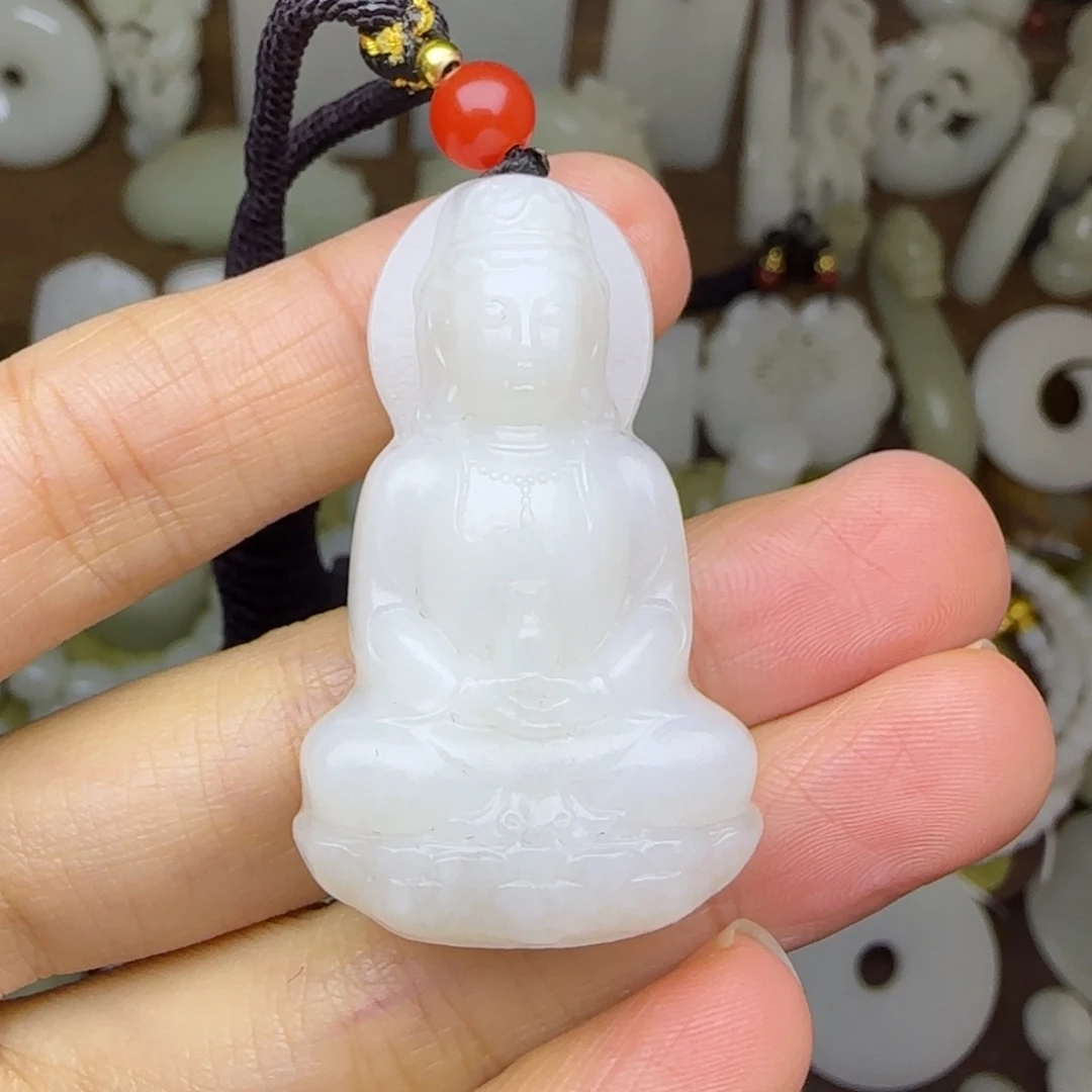 和田玉未镶嵌挂件观音
