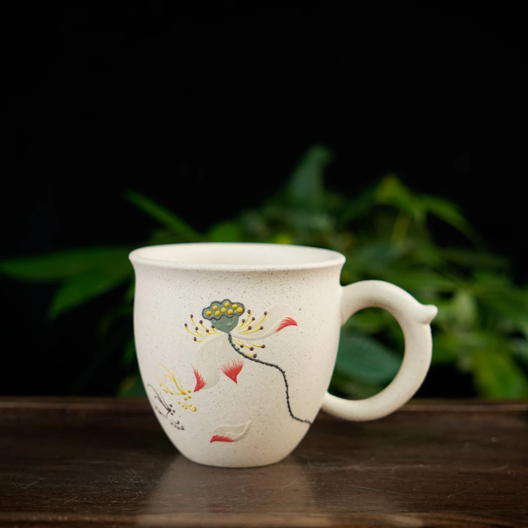 GSZS-4309  宜兴手工紫砂   白段手把杯