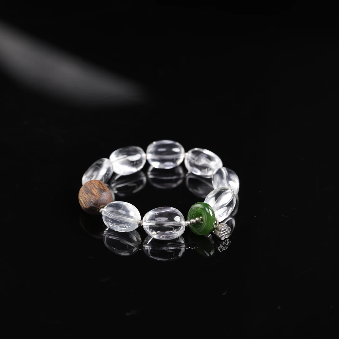 本真 |"净尘"严选精品碧玉高段位白水晶随型手串多样性发其一